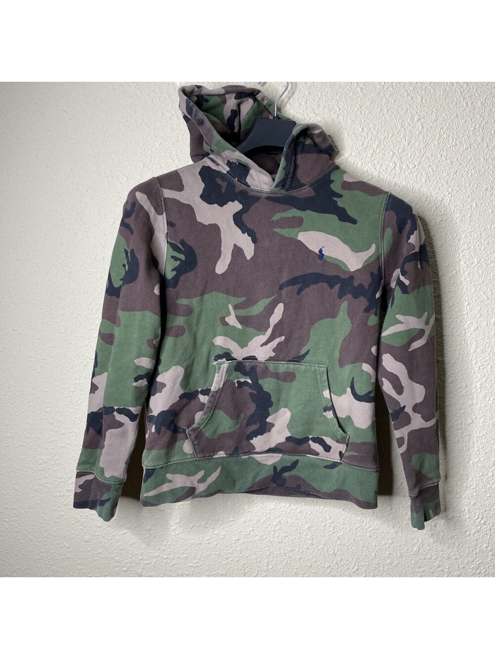 Polo Ralph Lauren Camo Hoodie Sweatshirt Boys Size L (14/16) Fleece Pony